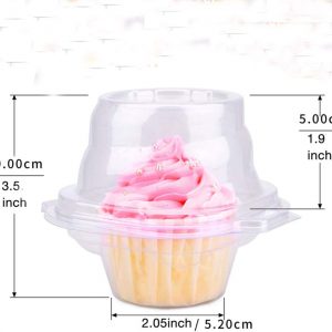 Single Cupcake Boxes -Individual Cupcake Container – Single Compartment Cupcake Carrier Holder Box – Stackable – Deep Dome – Clear Plastic – BPA-Free- (25)