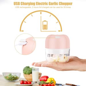 Mini Food Processor Electric Garlic Chopper – Onion Chili Avocado Fruit Vegetable Handheld Food Processor Small Wireless Garlic Mincer 250ML & 100ML Bowls, Pink