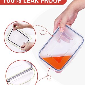 Large Plastic Food Storage Container with lid, CASA LINGO Meal Prep Airtight Containers for Kitchen and Fridge, Set of 20 Pieces Plastic Food Containers