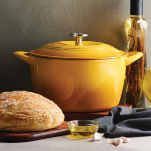 Enameled Cast Iron 7-Quart Covered Round Dutch Oven – SUNRISE color