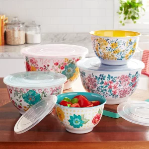 Melamine Mixing Bowl Set, 10 Pieces, Fancy Flourish