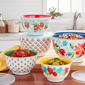 Melamine Mixing Bowl Set, 10 Pieces, Spring Bouquet