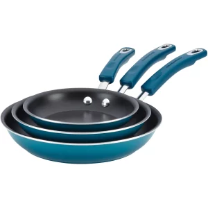 Rachael Ray 3-Piece Porcelain Enamel, Non-Stick Frying Pans, Fry Pans, Skillet..