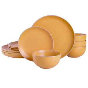 Zuri Matte YELLOW 12-Piece Dinnerware Set
