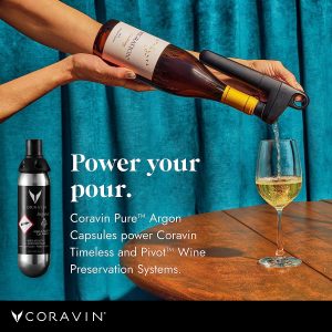 Coravin Pure Argon Capsules – 6 Pack – Preserve Wine for Years – For Coravin Timeless and Pivot Preservation System – Wine Gas Cartridges – For Red Wines, White Wines & More – Coravin Gas Capsules
