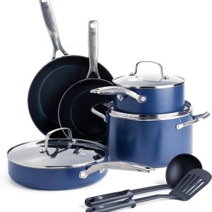 Blue Diamond Cookware Ceramic Nonstick Cookware Pots and Pans Set, 10 Piece
