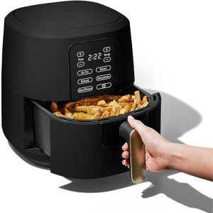 6 Quart Touchscreen Air Fryer, Adjustable temperature ranges from 90°F-400°F, Black Sesame 15.11 x 12.10 x 13.07 Inches