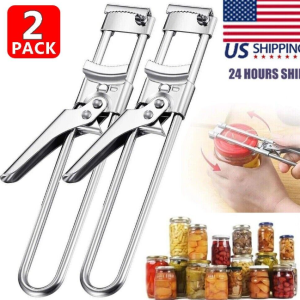 2× Adjustable Multifunctional Stainless Steel Can Opener Jar Lid Gripper Kitchen