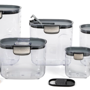 ProKeeper+ 9 Piece Clear Plastic Airtight Food Flour and Sugar Baker’s Kitchen Storage Organization Container Canister Set with Magnetic Accessories