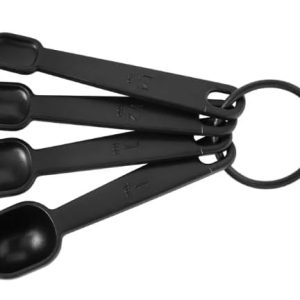 8-Piece Measuring Cup & Spoon Set, Raised Measurements, Black, Polypropylene